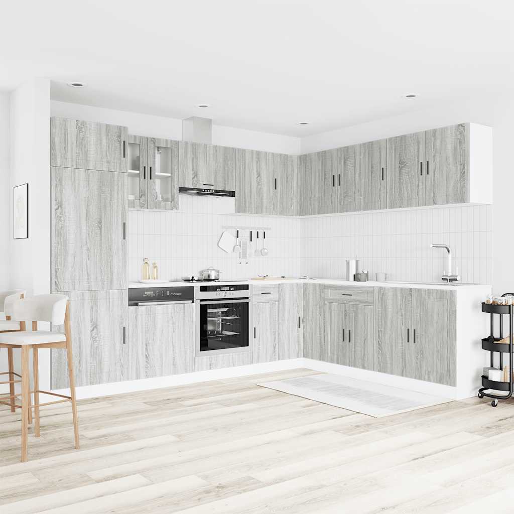 14 Peças armário de cozinha conjunto porto cinza sonoma