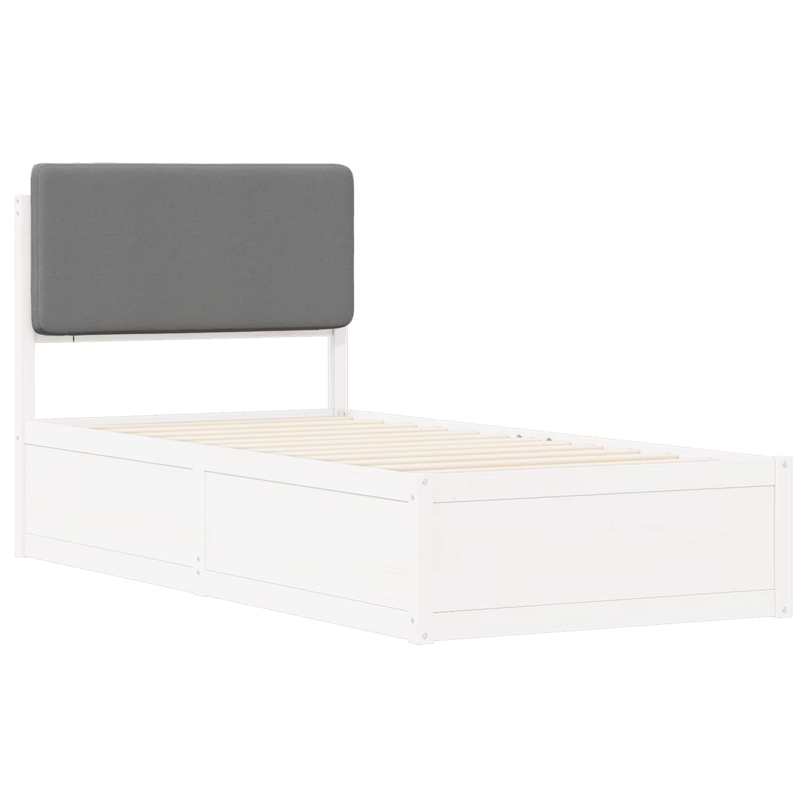 Estrutura de cama com cabeceira estofada cinzento-claro