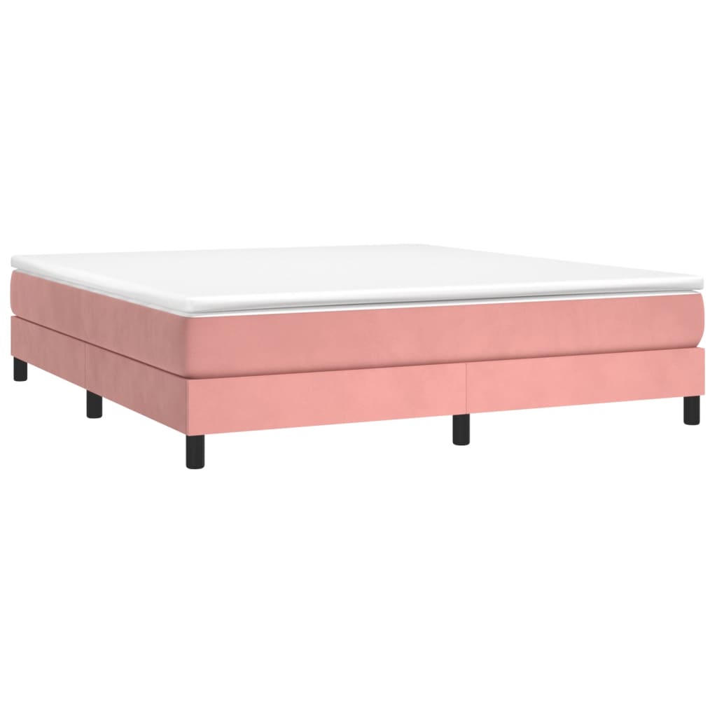 Estrutura de cama com molas 160x200 cm veludo rosa