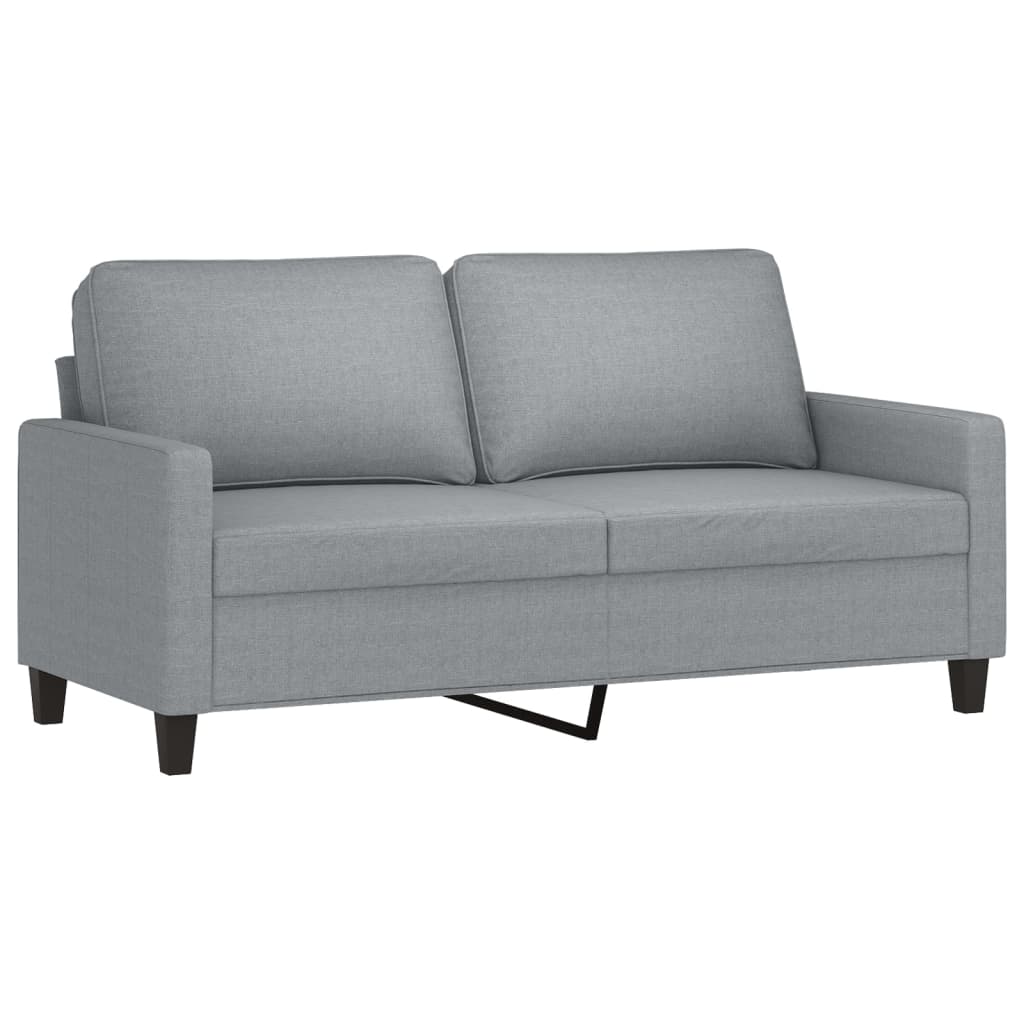 2 Pcs conjunto de sofás com almofadões tecido cinzento-claro
