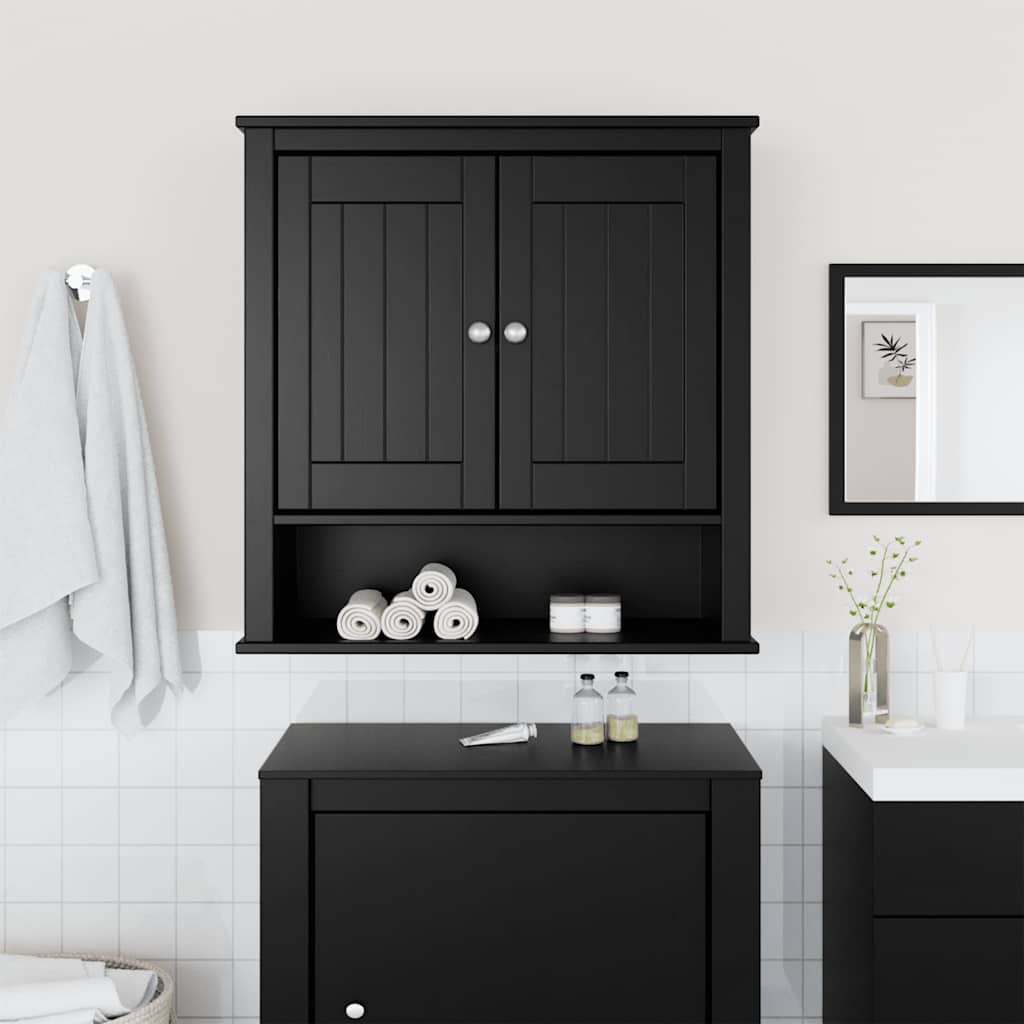 Móvel de parede p/ wc berg 69,5x27x71,5 cm madeira maciça preto
