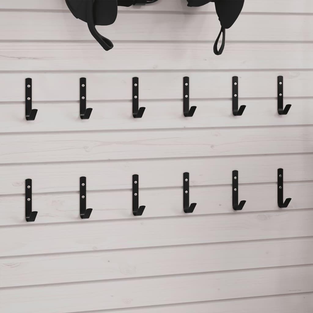 Ganchos de parede formato de j 12 pcs aço preto