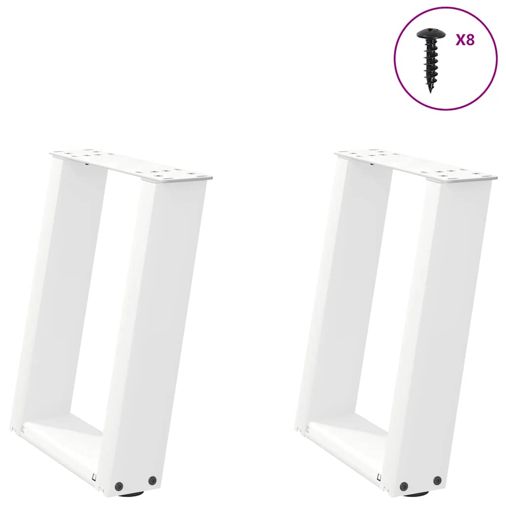 Pés para mesa de centro em formato de u, 2 peças, branco, 28x(42-43) cm, aço