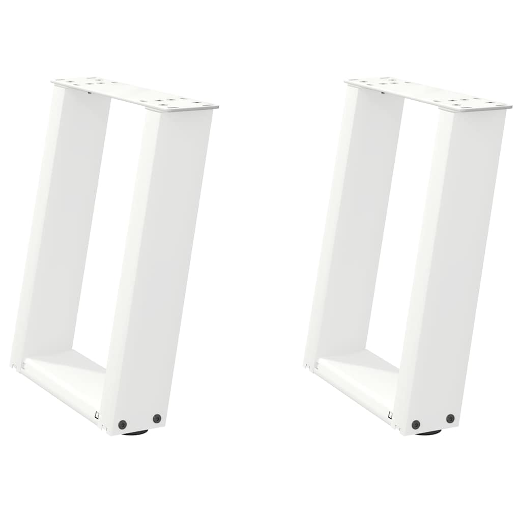 Pés para mesa de centro em formato de u, 2 peças, branco, 28x(42-43) cm, aço