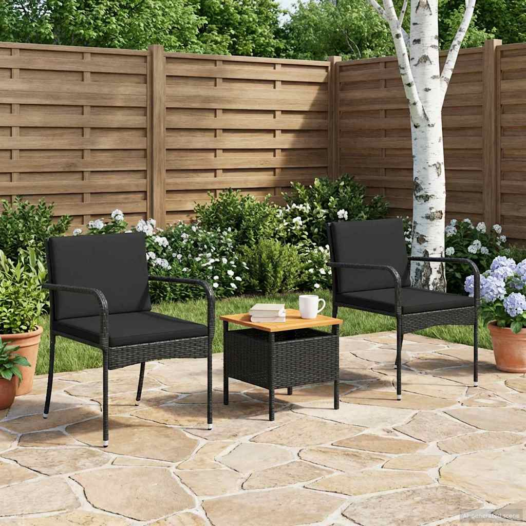 Conjunto para jardim preto vime PE