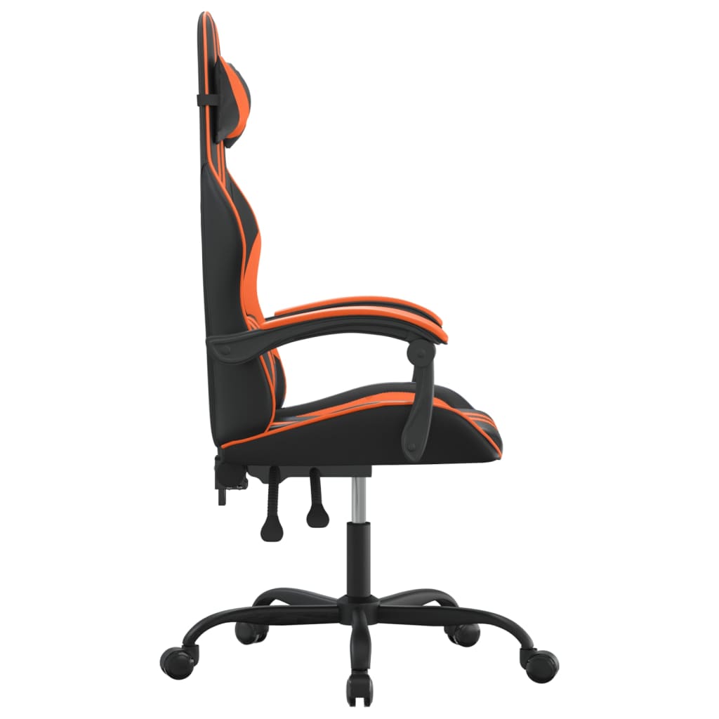 Cadeira gaming couro artificial preto e laranja