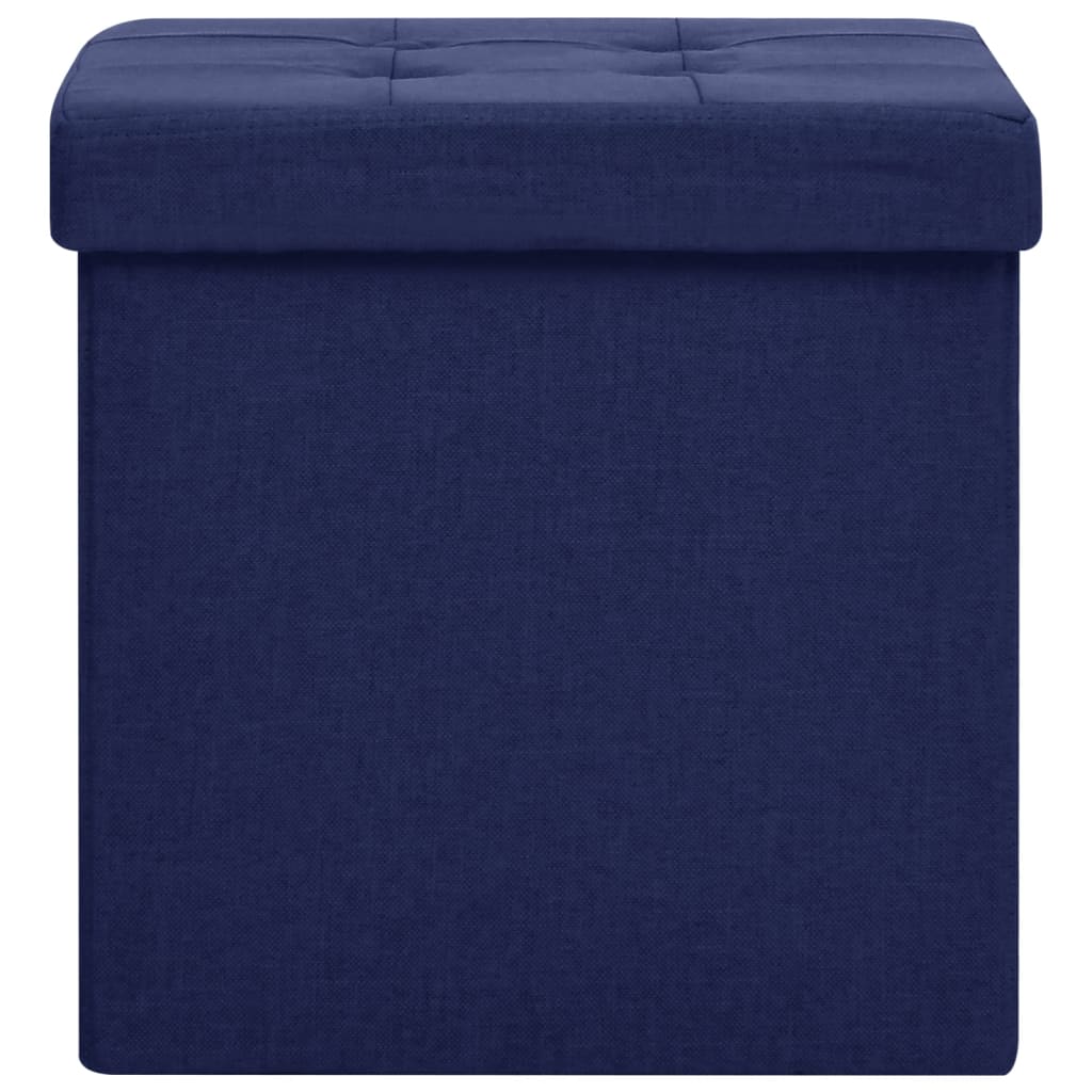 Bancos de arrumação dobráveis 2 pcs linho falso azul