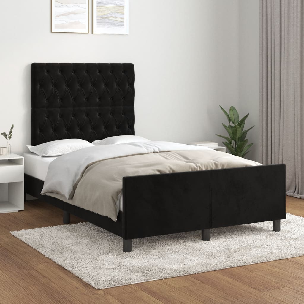 Estrutura de cama sem colchão 120x190 cm veludo preto