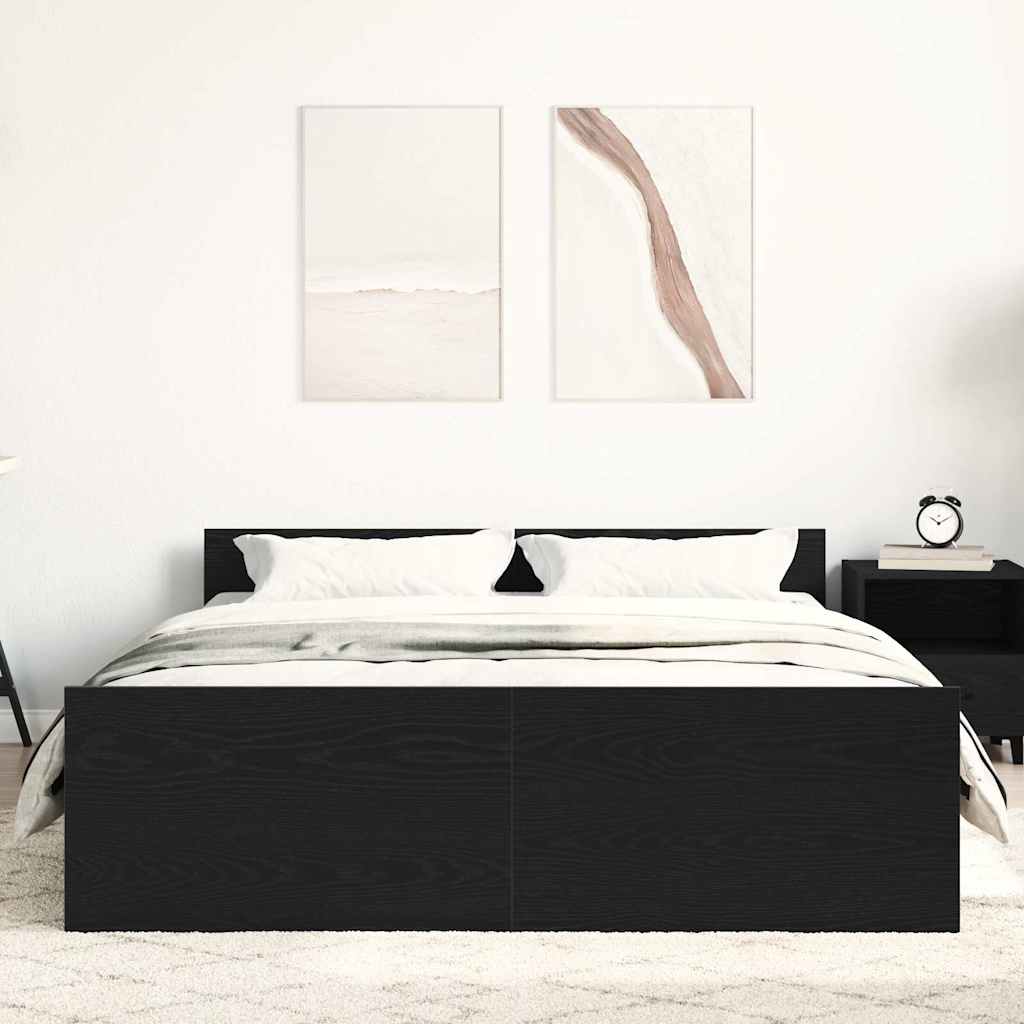 Estrutura de cama sem colchão, carvalho preto, 120x200 cm, madeira engenheirada
