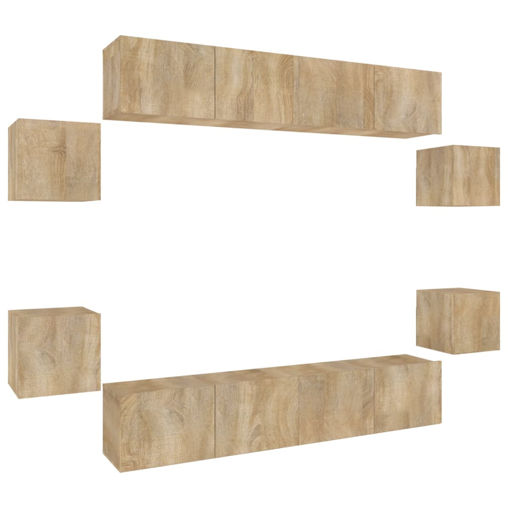 Conjunto móveis de TV 8 pcs madeira processada carvalho sonoma