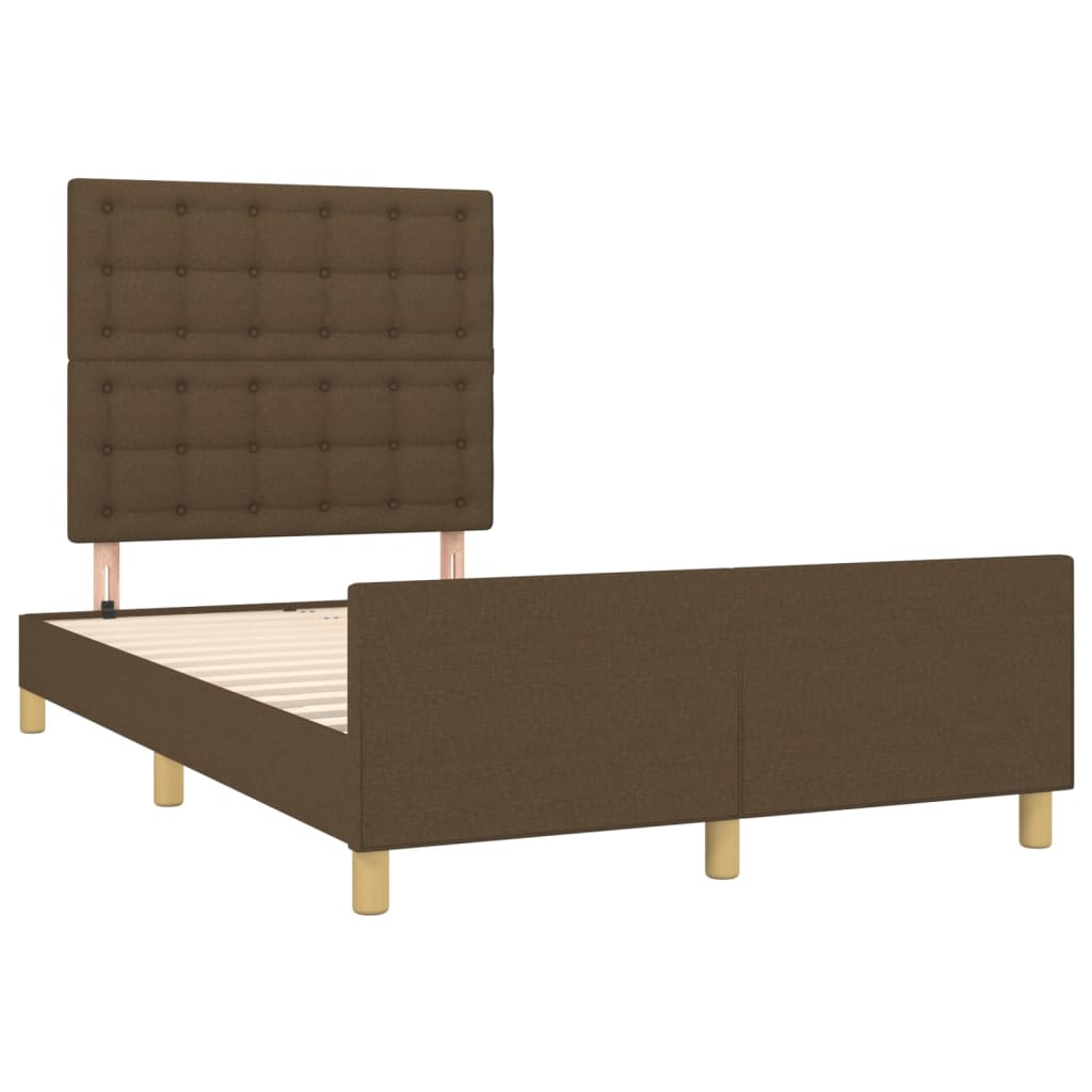 Estrutura de cama sem colchão 120x200 cm tecido castanho-escuro