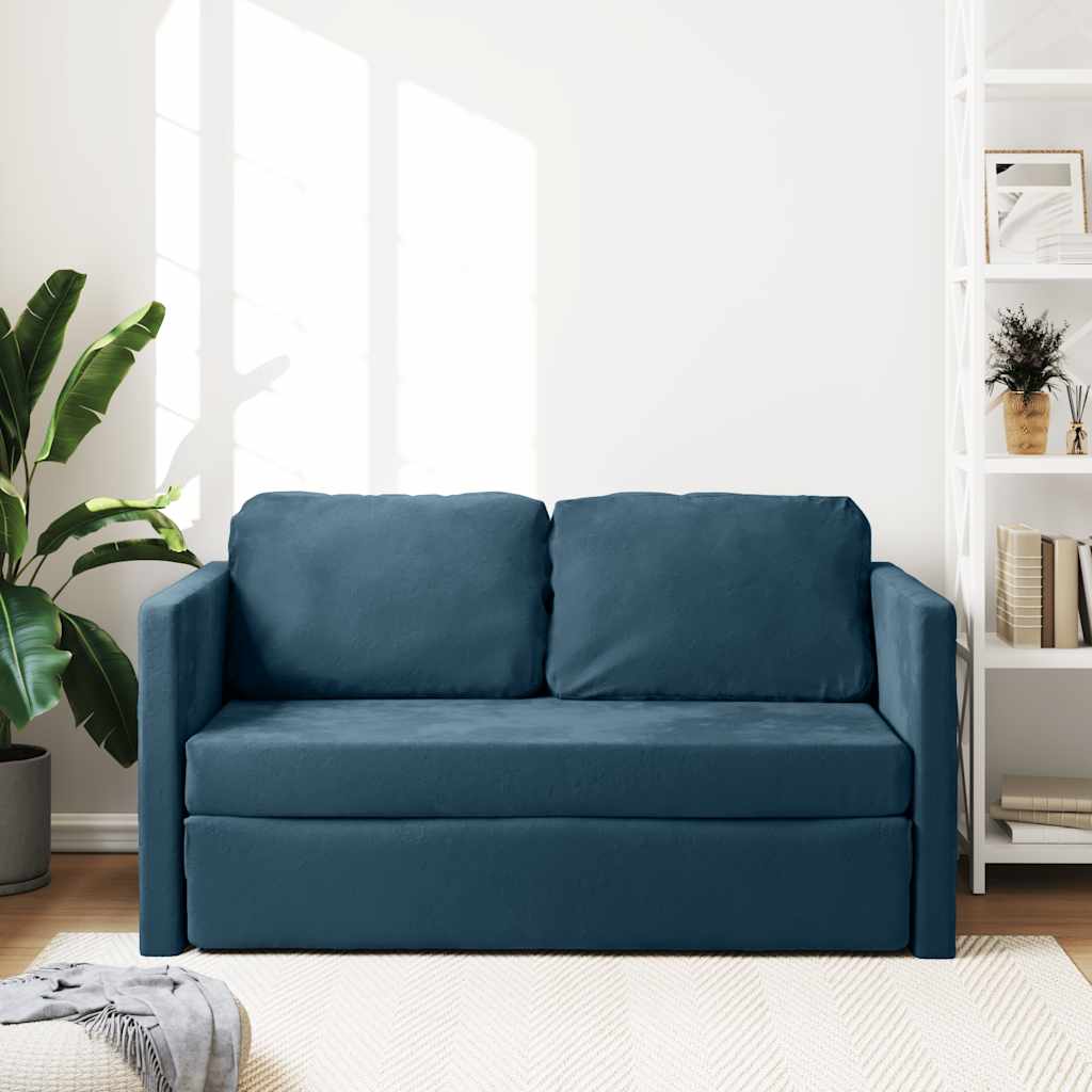 Sofá-cama sem pés 122x204x55 cm veludo azul