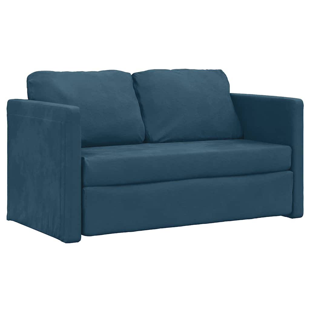 Sofá-cama sem pés 122x204x55 cm veludo azul