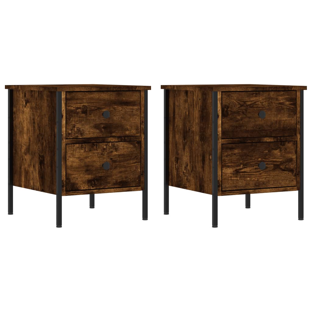 Mesas de cabeceira 2pcs derivados madeira carvalho fumado