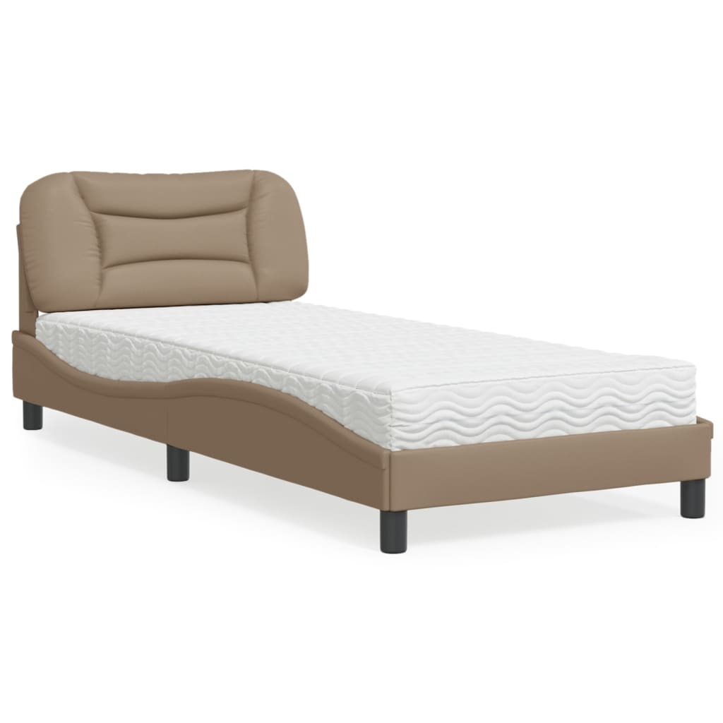 Cama com colchão hvar 80x200 cm couro artificial cappuccino