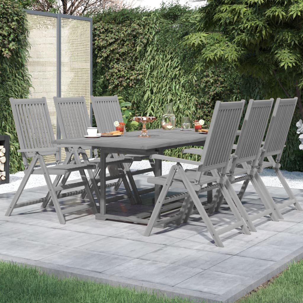 7 Pcs conjunto de jantar jardim madeira acácia maciça