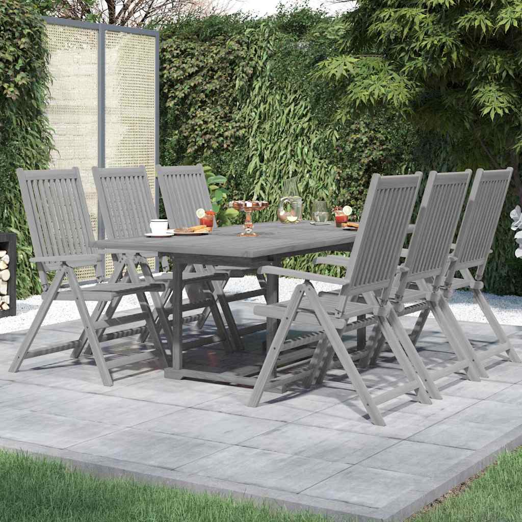 7 Pcs conjunto de jantar jardim madeira acácia maciça