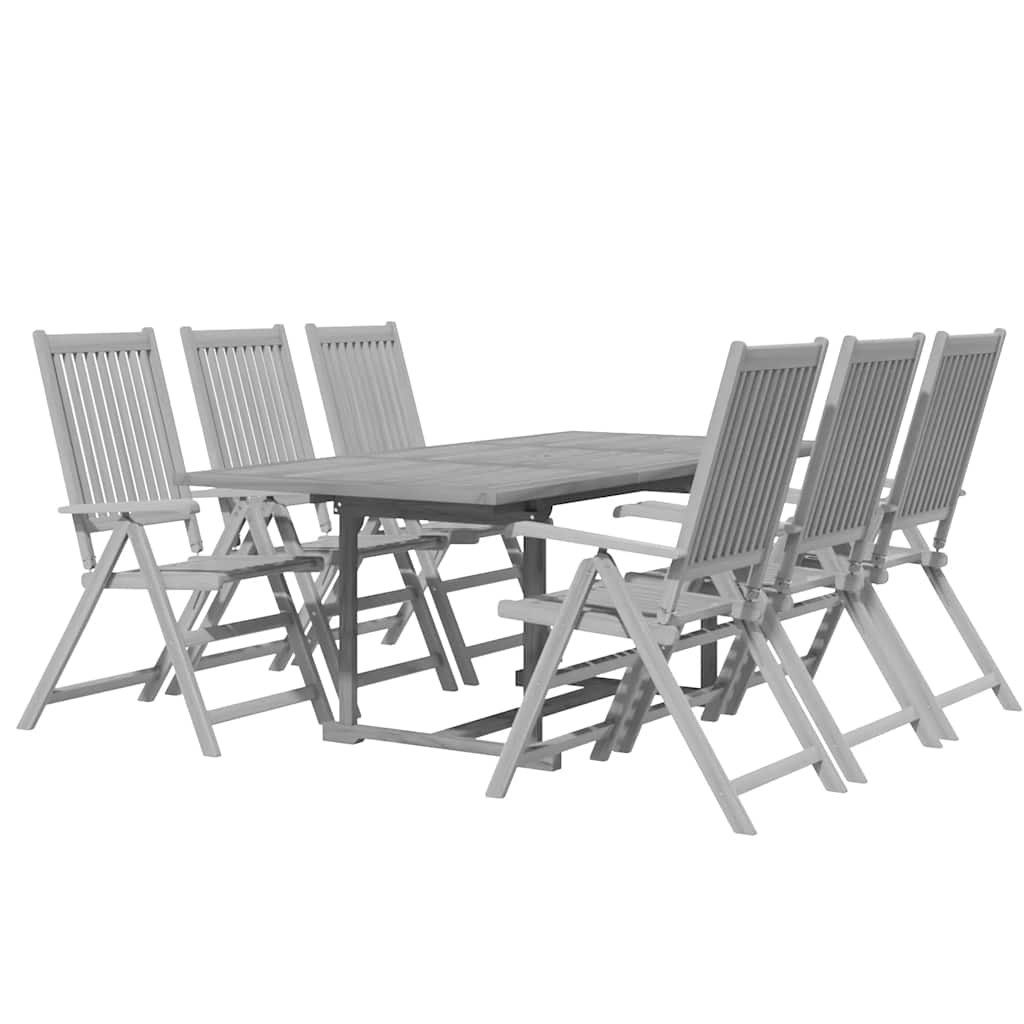7 Pcs conjunto de jantar jardim madeira acácia maciça