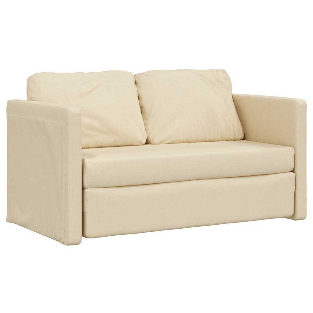 Sofá-cama sem pés 112x174x55 cm tecido cor creme