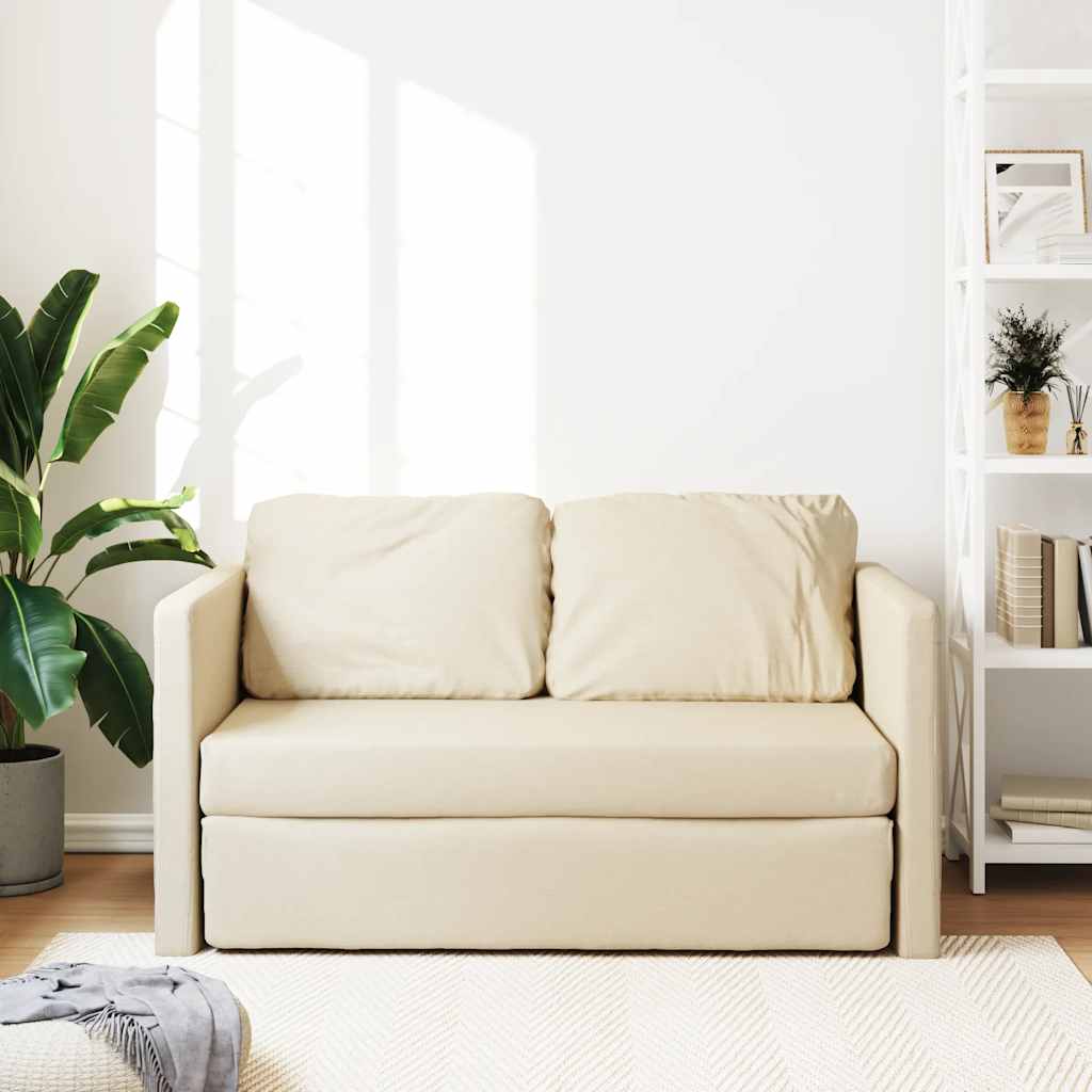 Sofá-cama sem pés 112x174x55 cm tecido cor creme