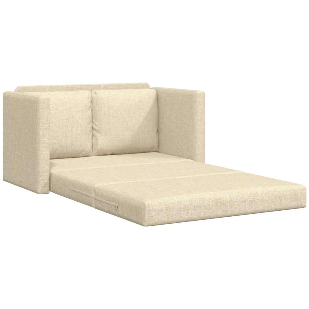 Sofá-cama sem pés 112x174x55 cm tecido cor creme