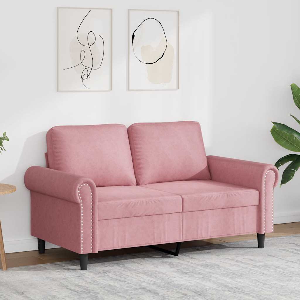 Sofá de 2 lugares veludo 120 cm rosa