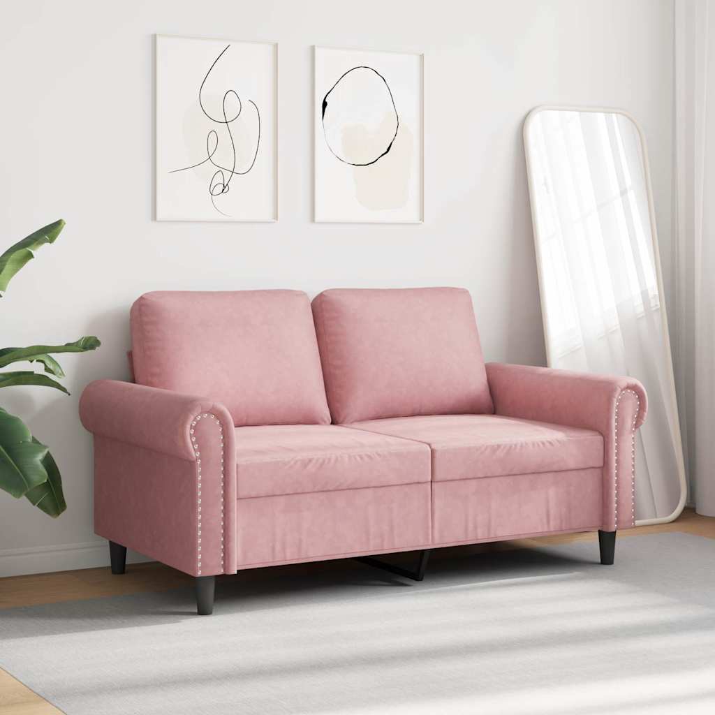 Sofá de 2 lugares veludo 120 cm rosa