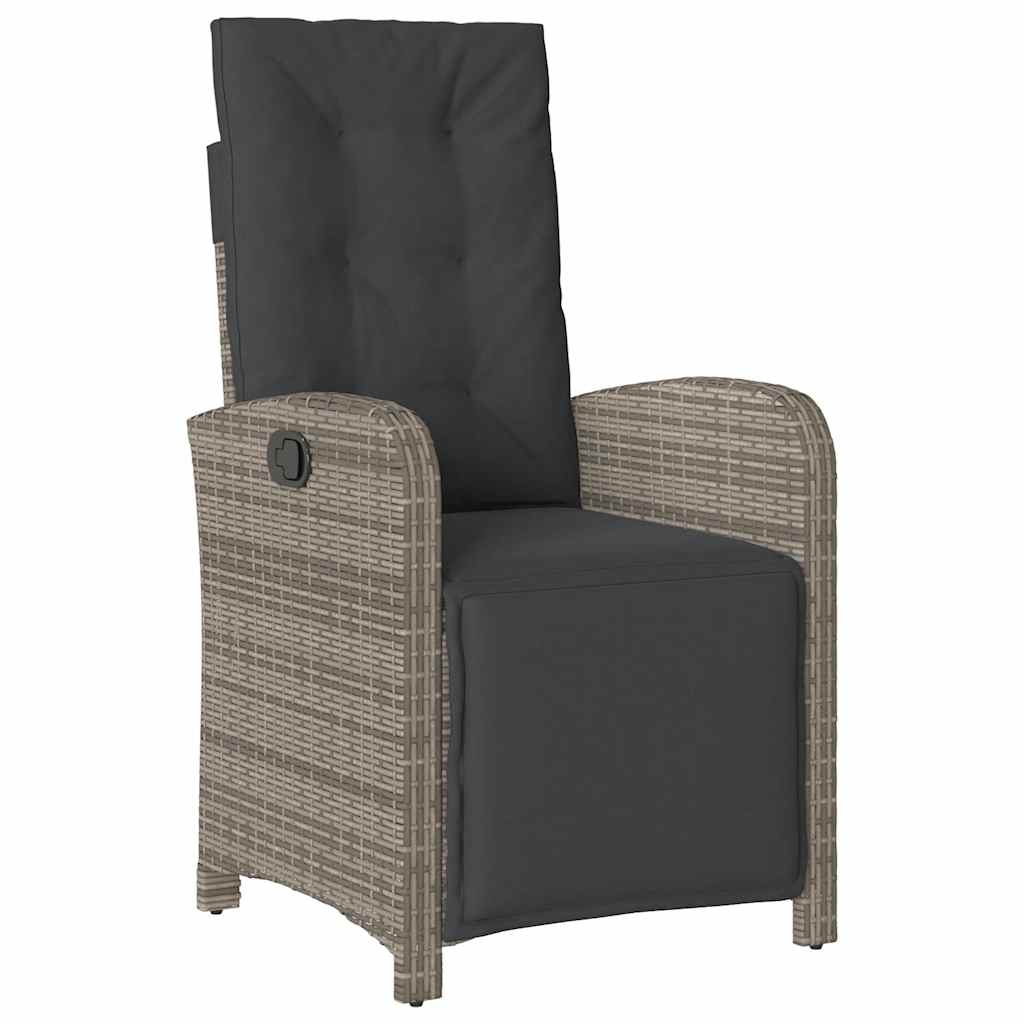 3 Pcs conjunto bistrô com almofadões vime PE cinza