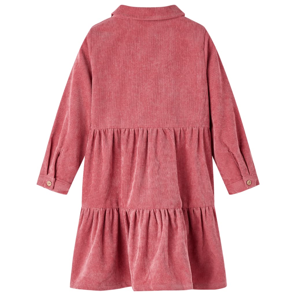 Vestido de manga comprida p/ criança bombazina rosa-velho 128