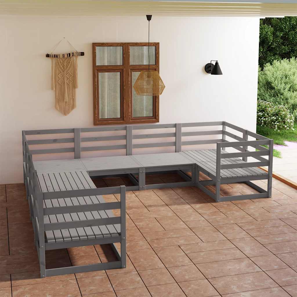 8 Pcs conjunto lounge de jardim pinho maciço
