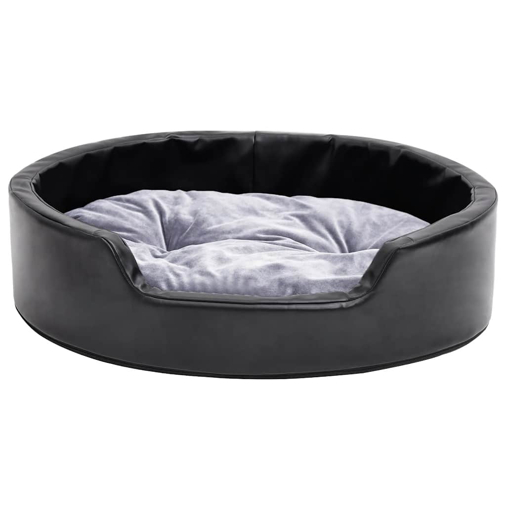 Ninho p/ cães 69x59x19cm pelúcia/couro artificial preto e cinza