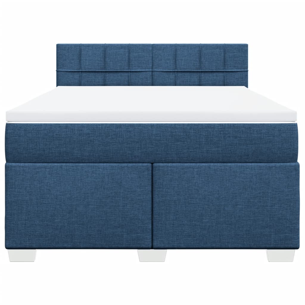 Cama com molas/colchão 160x200 cm tecido azul