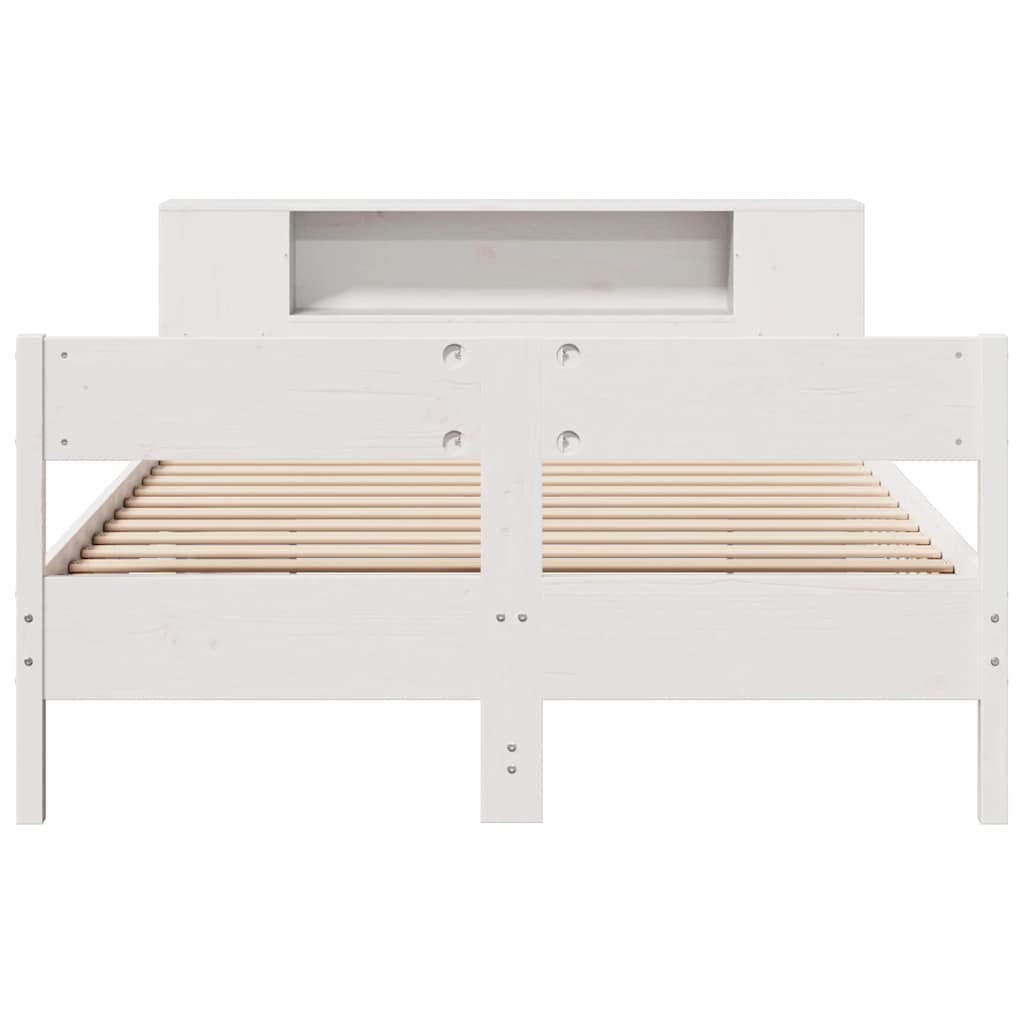 Cama com estante sem colchão 160x200 cm pinho maciço branco