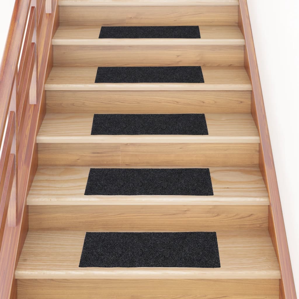 Tapetes de escada autoadesivos 15 peças 60x25 cm cinzento escuro retangulares