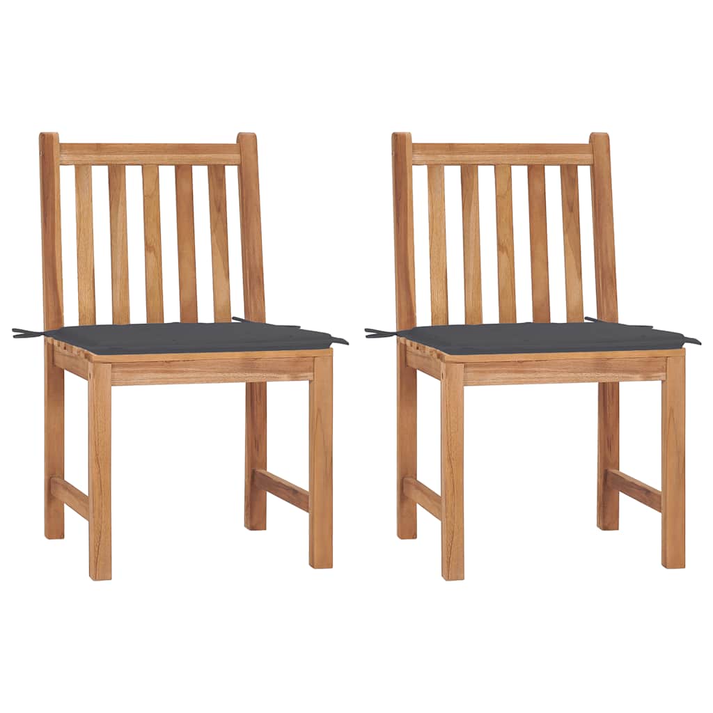 Cadeiras de jardim c/ almofadões 2 pcs teca maciça