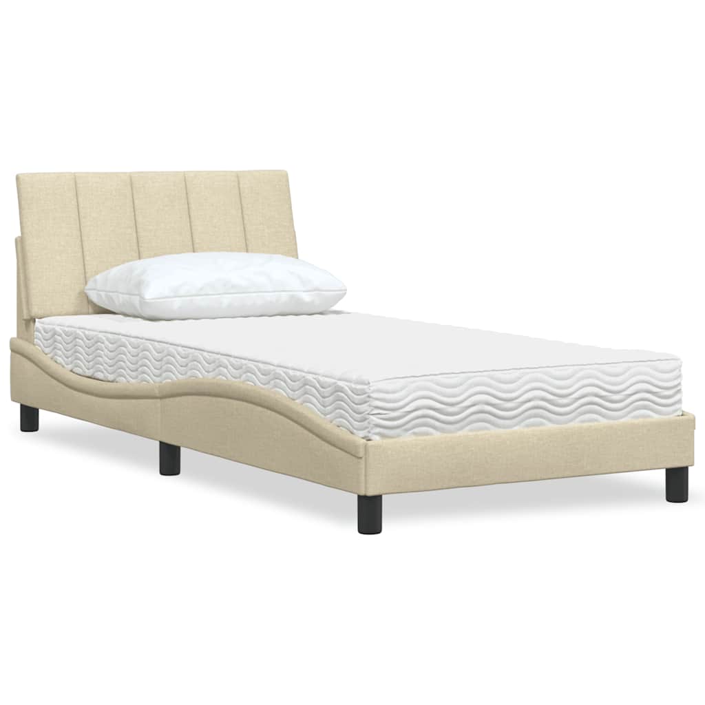 Cama com colchão hanko 100x200 cm tecido cor creme