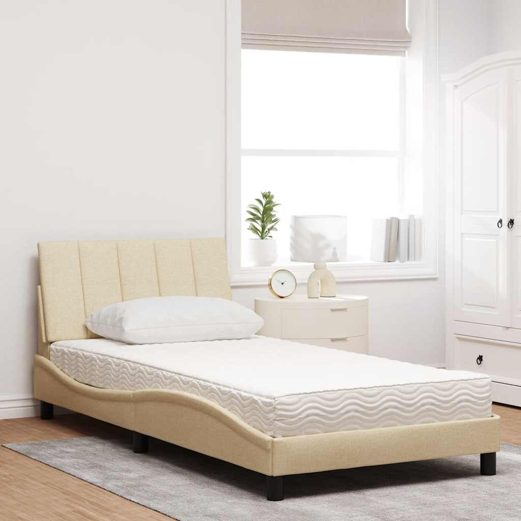 Cama com colchão hanko 100x200 cm tecido cor creme