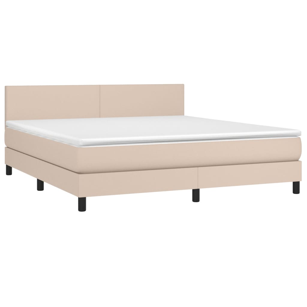 Cama com molas/colchão 180x200 cm couro artificial cappuccino
