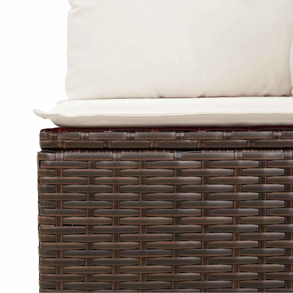 10 Pcs conj. sofás jardim com almofadões vime PE castanho