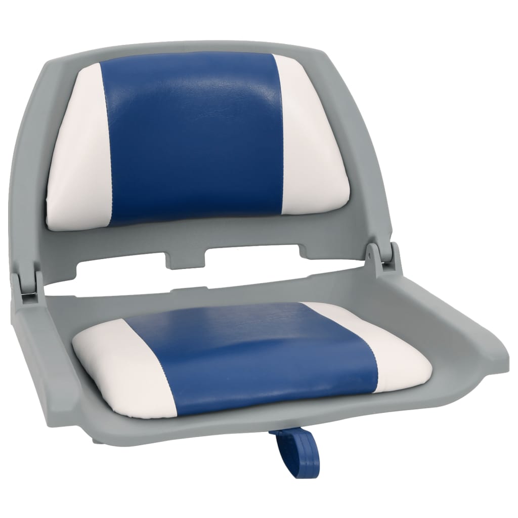 4 Pcs conj. assento de barco dobrável com almofada azul/branco