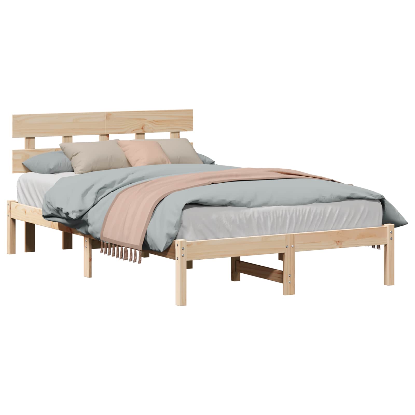 Estrutura da cama castanho 140 x 190 cm madeira de pinho maciça