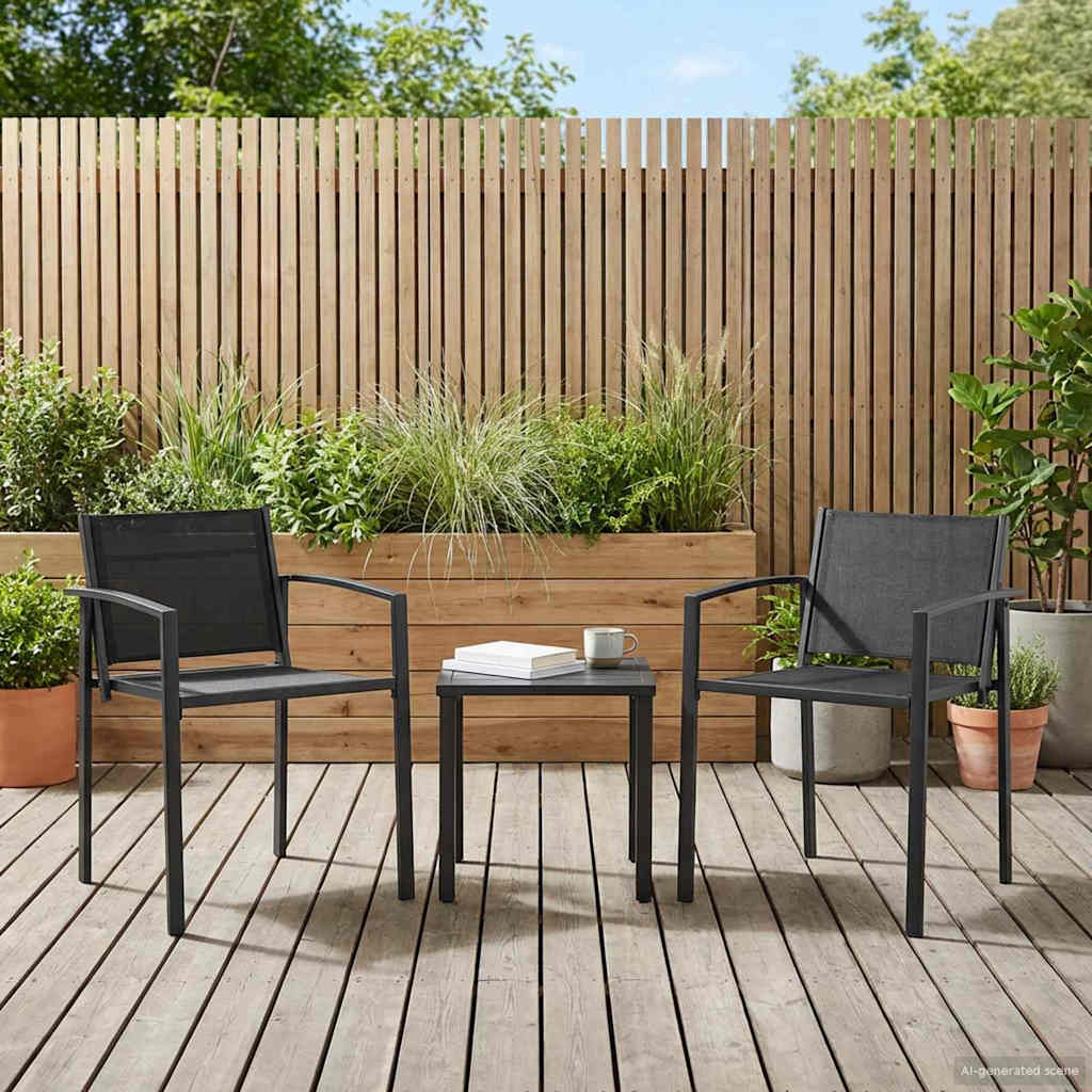 Cadeiras de jardim 2 unid. preto e anthracite tecido textileno