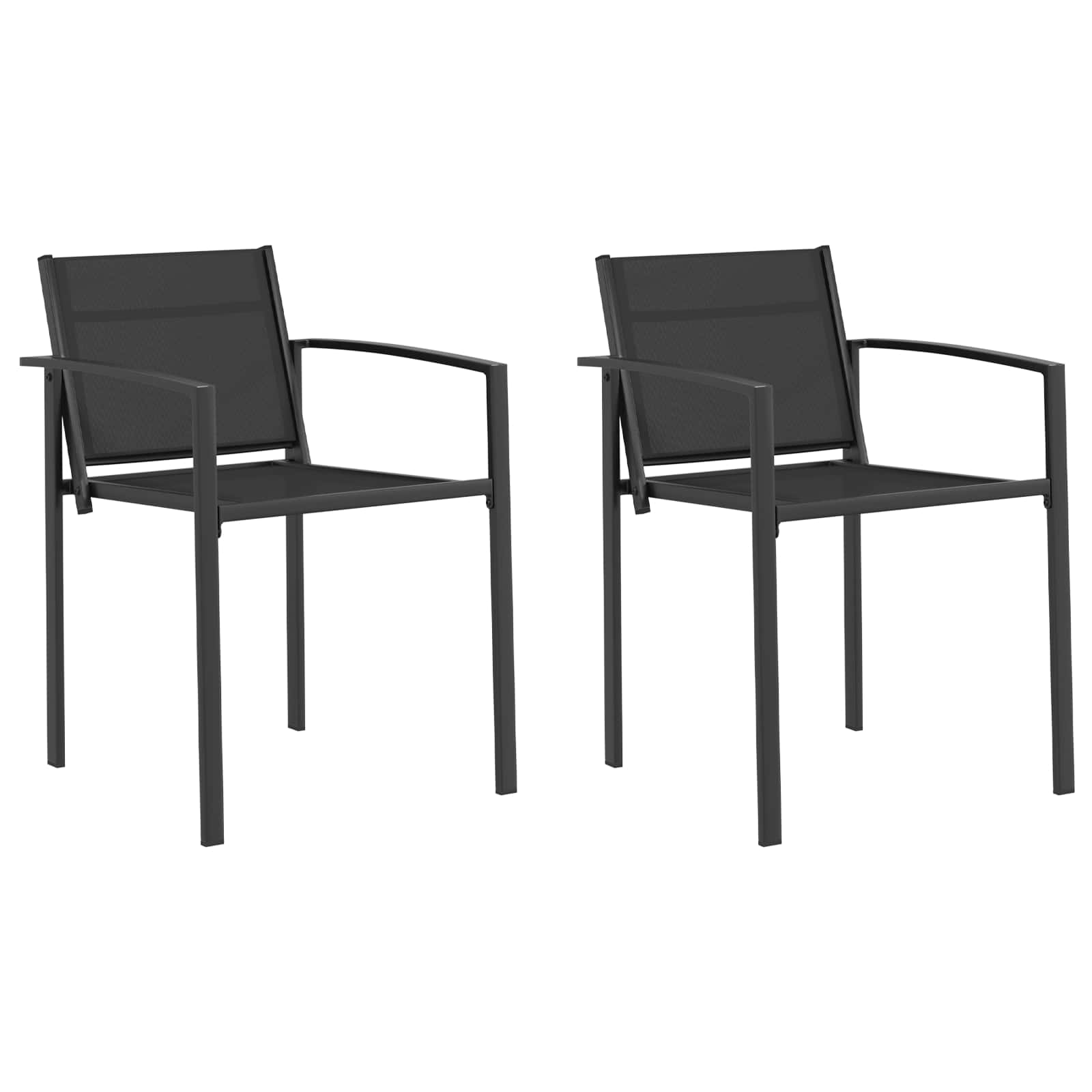 Cadeiras de jardim 2 unid. preto e anthracite tecido textileno