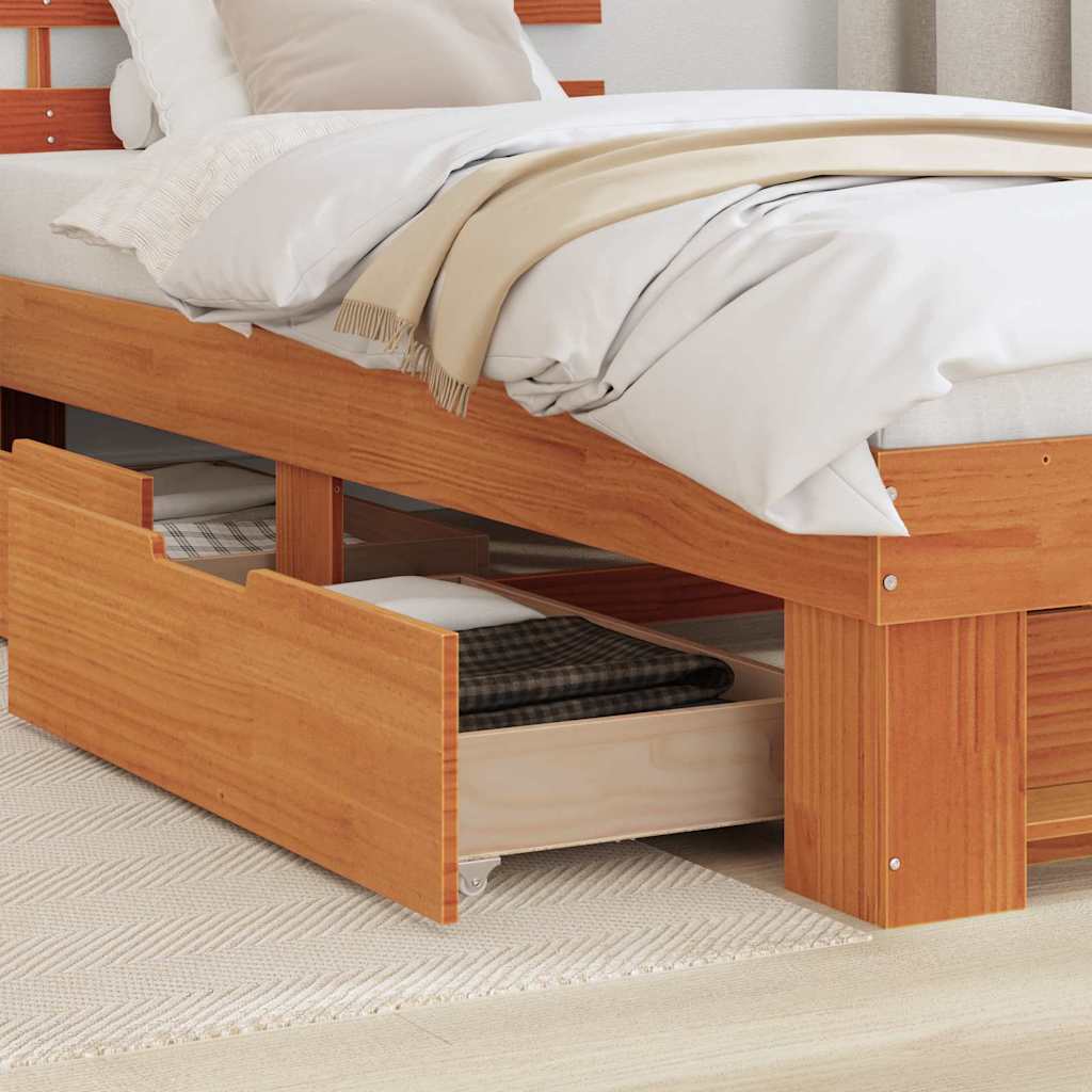 Estrutura da cama com cabeceira marrom cera 80 x 200 cm