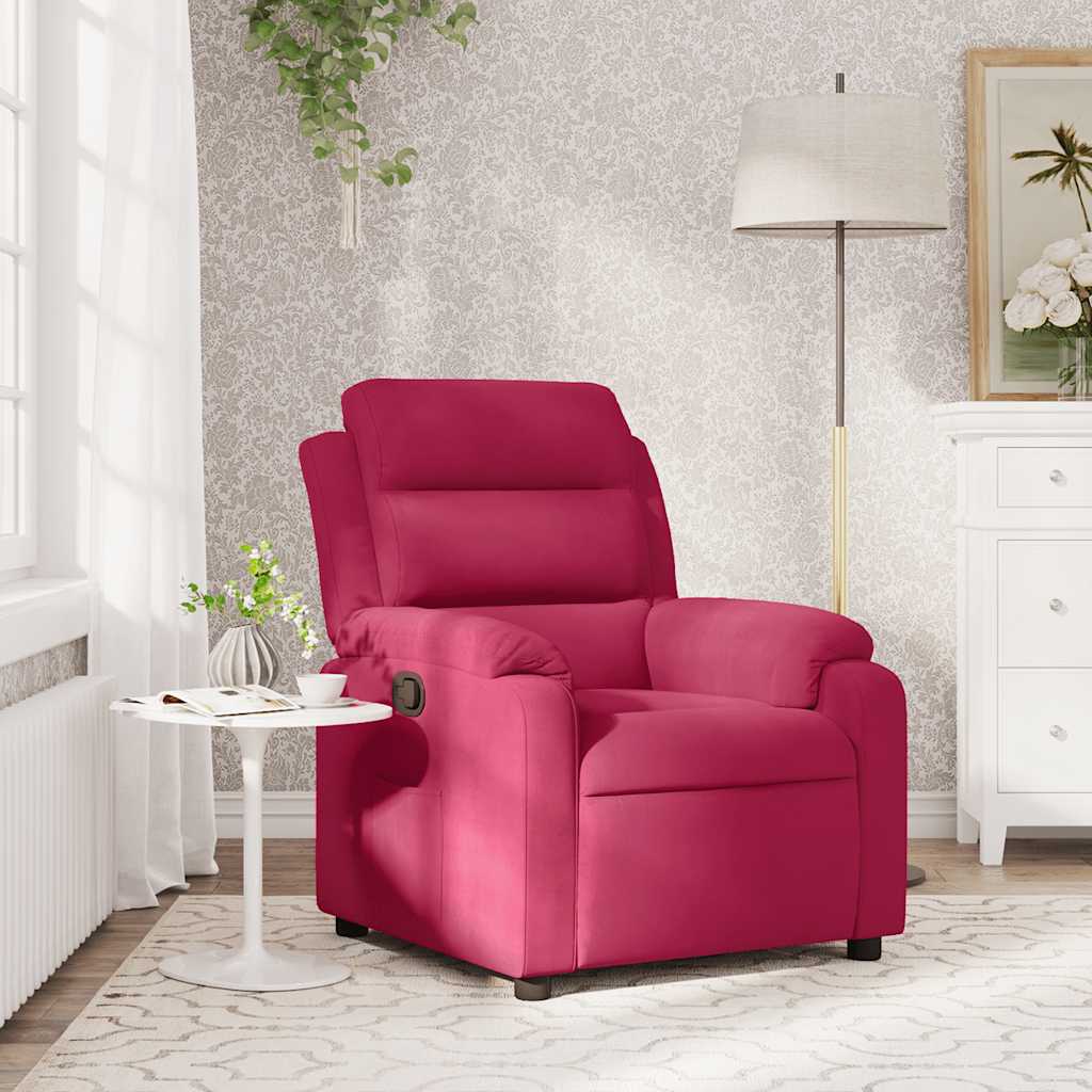 Poltrona reclinável veludo vermelho tinto