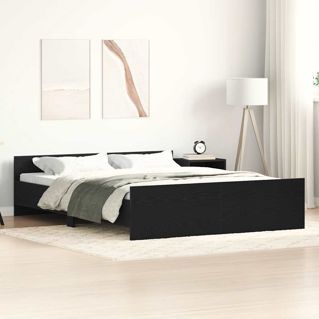 Estrutura de cama sem colchão, carvalho preto, 160x200 cm, madeira engenheirada