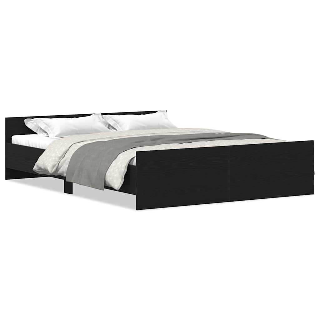 Estrutura de cama sem colchão, carvalho preto, 160x200 cm, madeira engenheirada