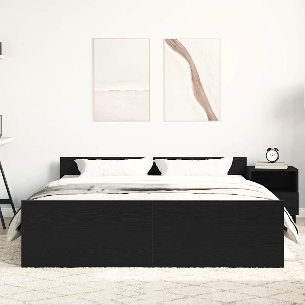 Estrutura de cama sem colchão, carvalho preto, 160x200 cm, madeira engenheirada