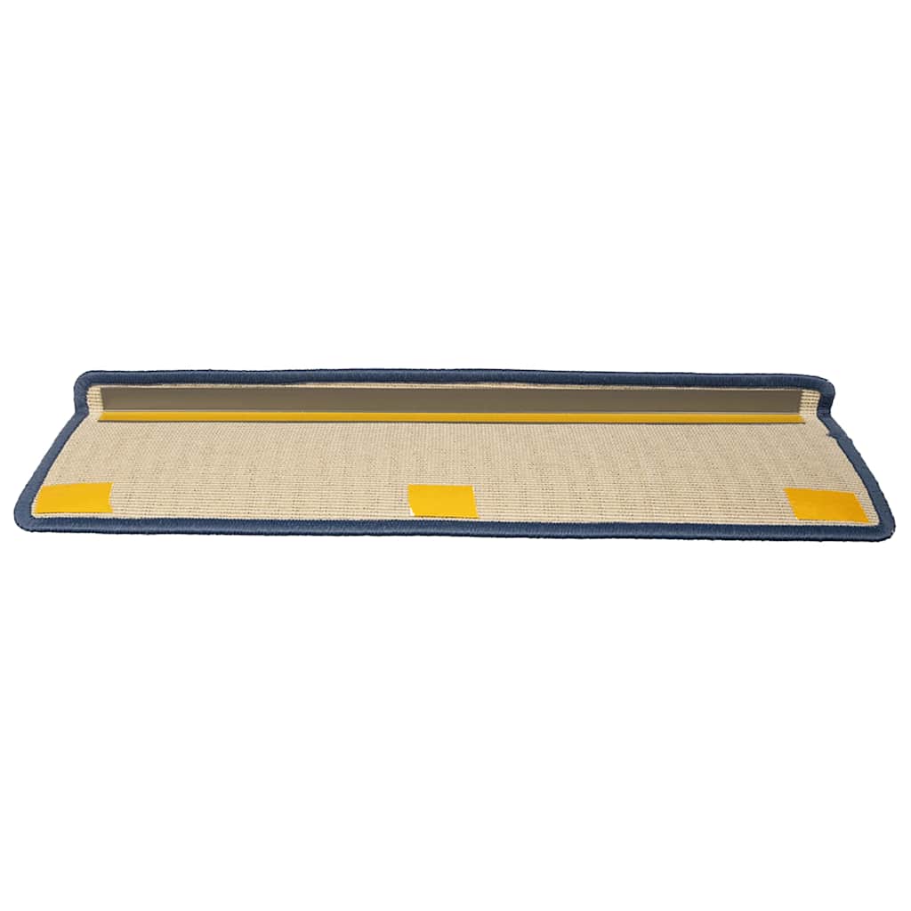Tapetes de escada 15 peças 65x21x4 cm cinza claro e azul com borda retangular