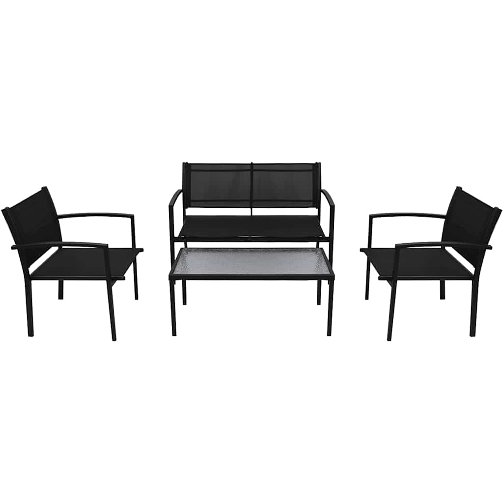 4 Pcs conjunto lounge para jardim textilene preto